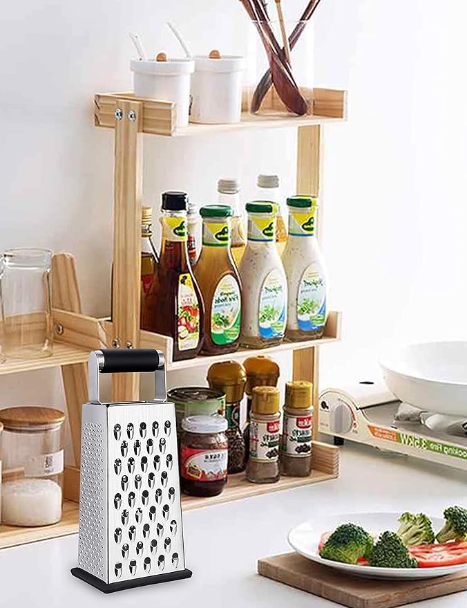 Kaishun Cheese Grater, Box Grater for Cheese Stainless steel Vegetable Slicer Food Shredder 4-sided Convenience for kitchen