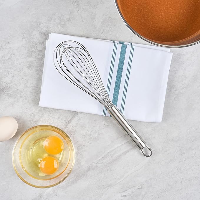 Restaurantware-German Standard 10.6 Inch French Whisk, 1 Dishwashable Kitchen Wire Whisk - Ergonomic Handle, Durable, Stainless Steel French Whip, For Blending, Stirring, Mixing Of Ingredients