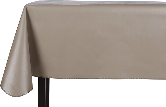 Yourtablecloth Heavy Duty Vinyl Rectangle or Square Tablecloth – 6 Gauge Heavy Duty Tablecloth – Flannel Backed – Wipeable Tablecloth with Vivid Colors & Many Sizes 52 x 70 Stone