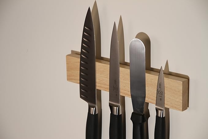 Mercer Culinary Magnetic Bar, 12 x 2-3/8 x 3/4, Rubberwood