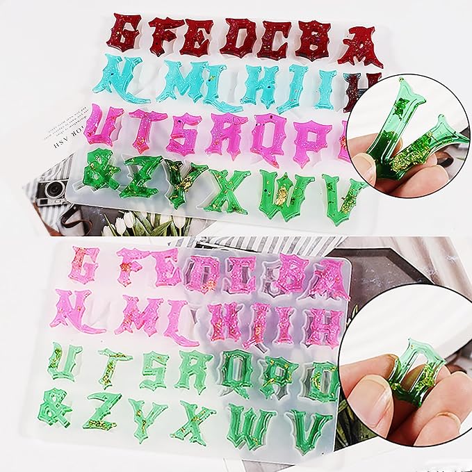 Gothic Mini Letter Alphabet Letter Resin Cylinder Candle & Resin Mold - Resin Casting Silicone Molds for Home Decor & Candle Making Wave Spiral Mold