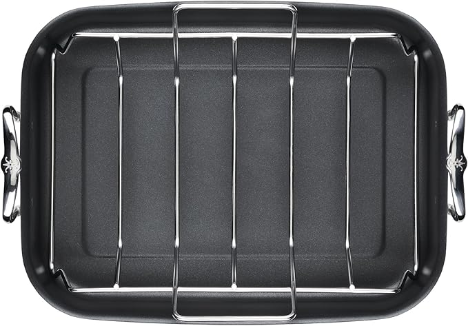 Hestan Provisions – 16.5" Classic Clad Nonstick Roasting Pan with Stainless Steel Rack