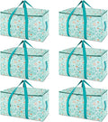 BALEINE 6-Pack Oversized Moving Bags with Reinforced Handles, Heavy-Duty Storage Tote for Clothes, Moving Supplies (Spring Stroll, 6-Pack)
