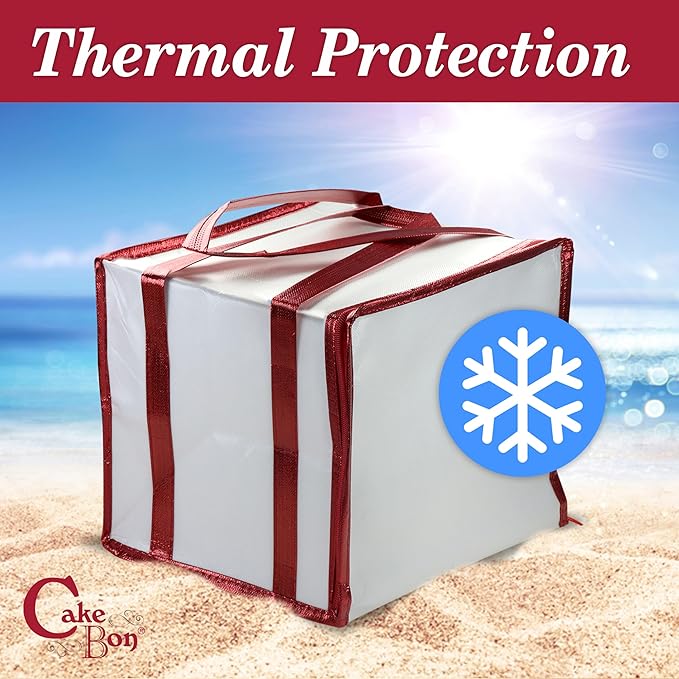 Cakebon 12-Inch Insulated Cake Bag with Ice Pack Sheets – Premium Cooling Solution for Cakes, Pastries & Cupcakes – Durable, Reusable, Moisture-Proof Design for Bakers & Food Deliveries (1-pack)