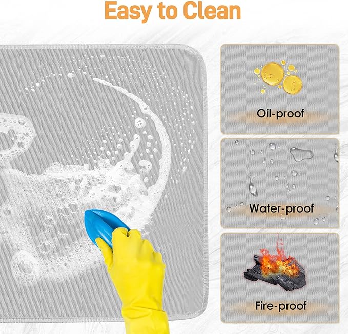 Heat Resistant Mats for Countertop - Firproof 16x24 in Heat Resistant Mats for Air Fryer - Kitchen Countertop Protector for Air Fryer, Coffee Maker, Stand Mixer, Toaster, Oven 2PCS - Grey