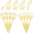 Supernal 72 pcs Plastic Serving Utensils, Gold Plastic Silverware, 24 Serving Spoons 10",24 Serving Forks 10",24 Tongs 6.3", Perfect for Birthday,Party,Wedding