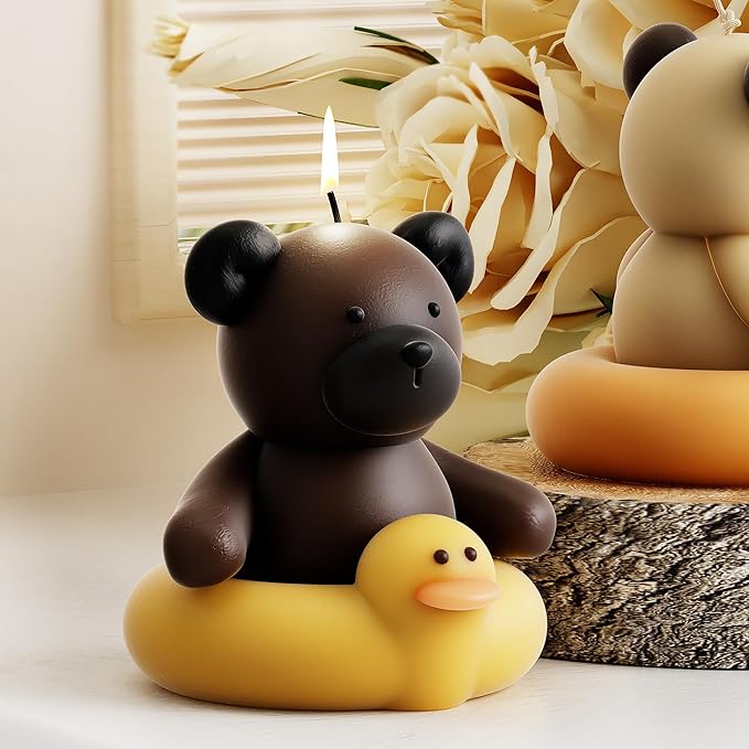 Swimming Bear Candle Swim Animal Resin Casting Resin Making Molds Silicone Mold for Candle Home Decorate Candle Making 3D Animal Mold