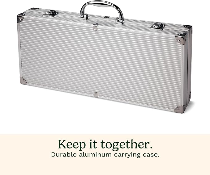 Cuisinart Deluxe Grill Tool Set, 20-Piece Grill Set, BBQ Accessories with Aluminum Case, Stainless Steel Grilling Accessories, BBQ tools, Grilling Gifts for Men, Father’s Day Gifts for Dad Husband