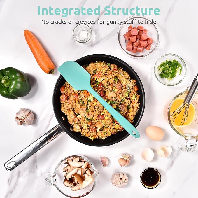 U-Taste 11.38" Silicone Baking Spatula: 480ºF Heat Resistant Food Grade Flexible Rubber Kitchen Bowl Scraper, Seamless Pastry Spreader for Mixing Stirring Scraping in Nonstick Cookware (Aqua Sky)