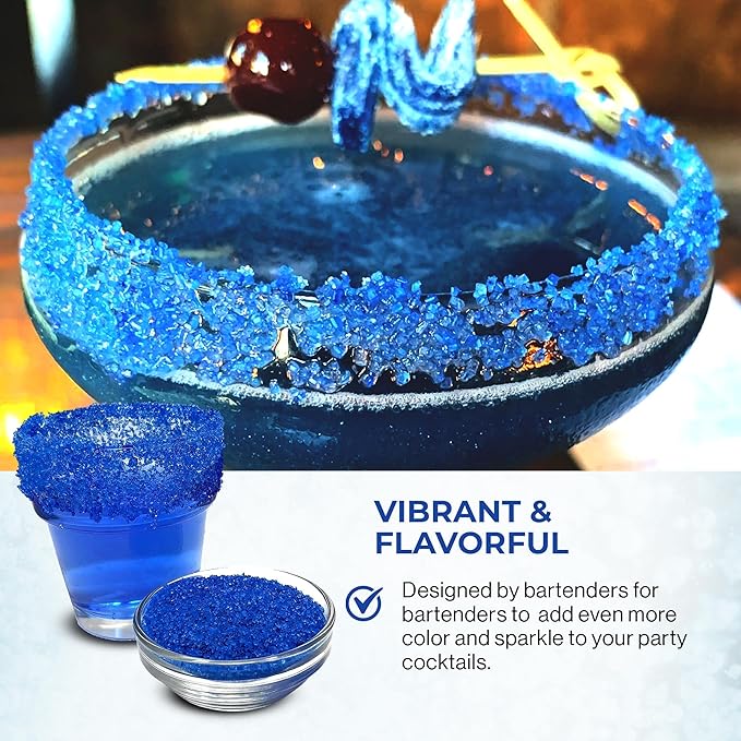 Snowy River Royal Blue, Cocktail & Margarita Sugar Rimmer - Vibrant Color Glass Rimming Sugar with Medium Crystal Texture - 8oz