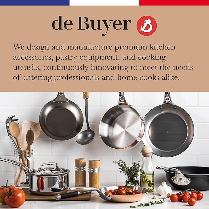 De Buyer MINERAL B Pro Carbon Steel Country Fry Pan with Helper Handle - 12.5” Diameter, 9” Cooking Surface - Ideal for Sauteing, Simmering, Frying - PFAS, PFOA, PFOS Free - Made in France
