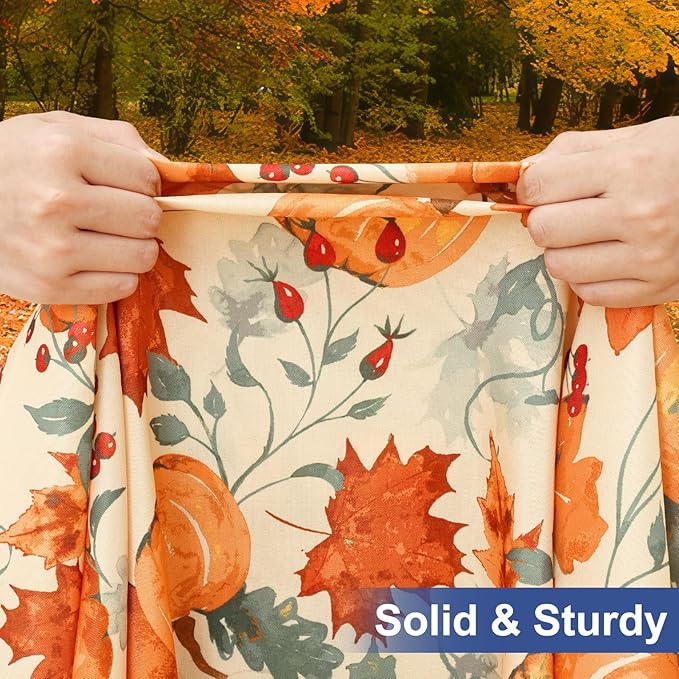 homing Rectangle Table Cloth Cover, Waterproof Polyester Elastic Fitted Tablecloth, Fits for 6 Foot Folding Tables, Washable Table Protector for Fall, Thanksgiving (Pumpkin Vine, 30" x 72")