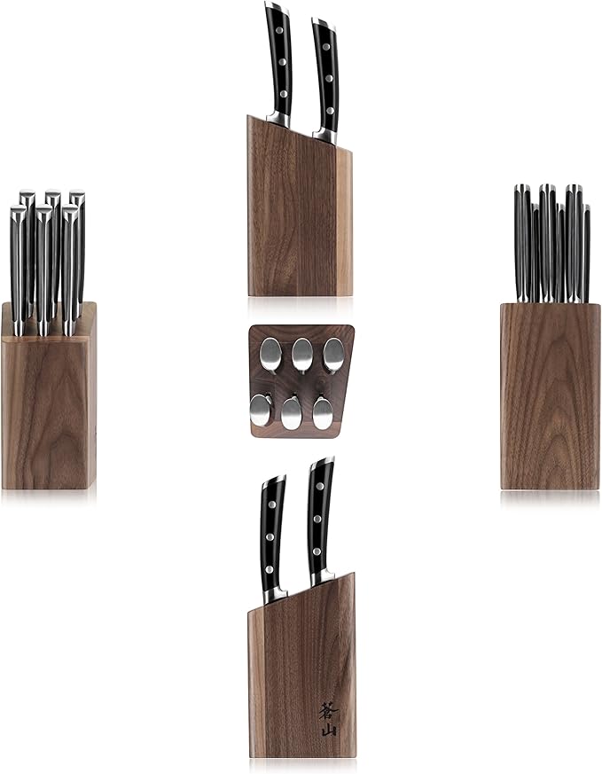 Cangshan TS Series 1022261 Swedish 14C28N Steel Forged 6-Piece Steak Knife Block Set, Walnut