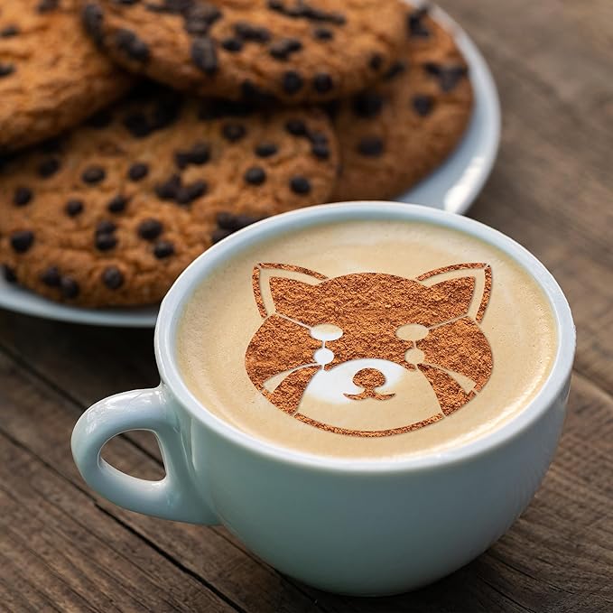 Animal Coffee Cookie Stencils - Small Animal Pattern Cute Stencils for Cookies Latte Art Bread, Reusable Template Dogs Cat Elephant Design