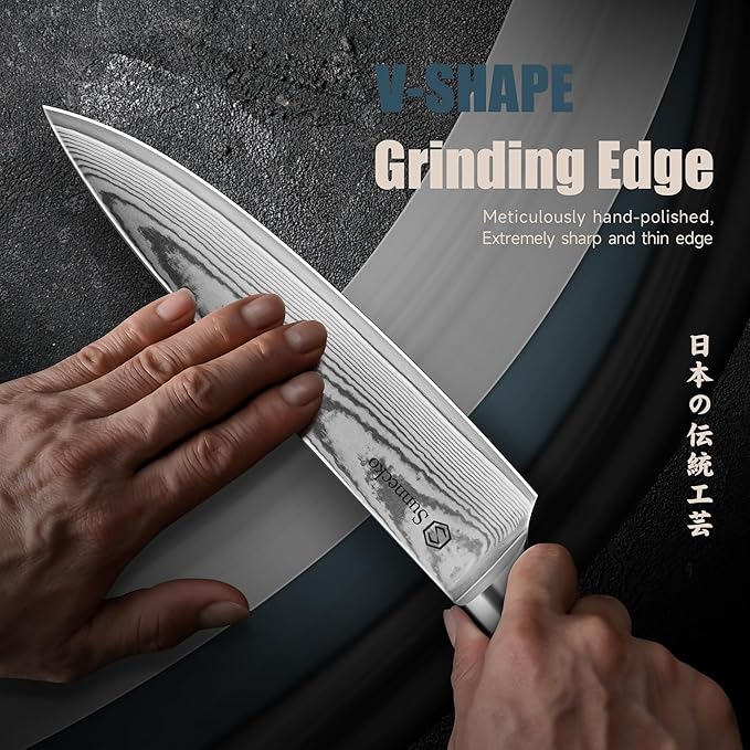 Sunnecko Chef Knife,Japanese VG10 Core Steel Damascus Knife,Professional Razor Sharp Kitchen Knives with Knives Sharpner