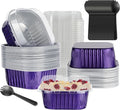 30PCS 10OZ Mini Cake Pans with Lids - Aluminum Foil Baking Cups - Mini Square & Cheesecake Pans for Birthday & Holiday Baking, Violet