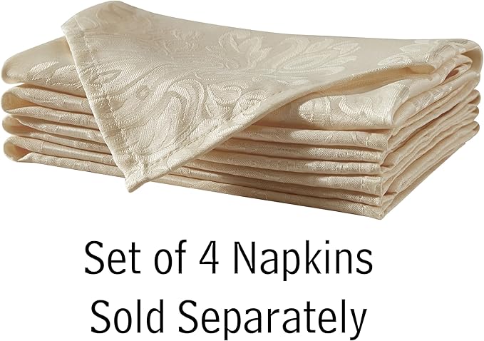 Newbridge Barcelona Luxury Damask Fabric Tablecloth, 60” Wide x 84” Oval, Golden Beige, 100% Polyester, No Iron, Soil Resistant Dining Room, Party and Banquet Table Cover