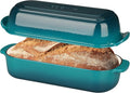 Enameled Cast Iron Loaf Pan with Lid, Dutch Oven Bread pan for Homemade Sourdough Bread Baking, 12.5x5.5 inch, 5qt, Darkcyan