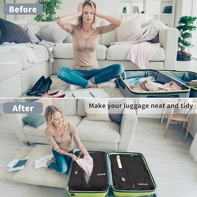 Vacuum Bag for Travel, Professional IPX8 Waterproof Reusable Vacuum Compression Bags for Travel Suitcases, Durable Space Saver Bag(1 Large,No Pump)