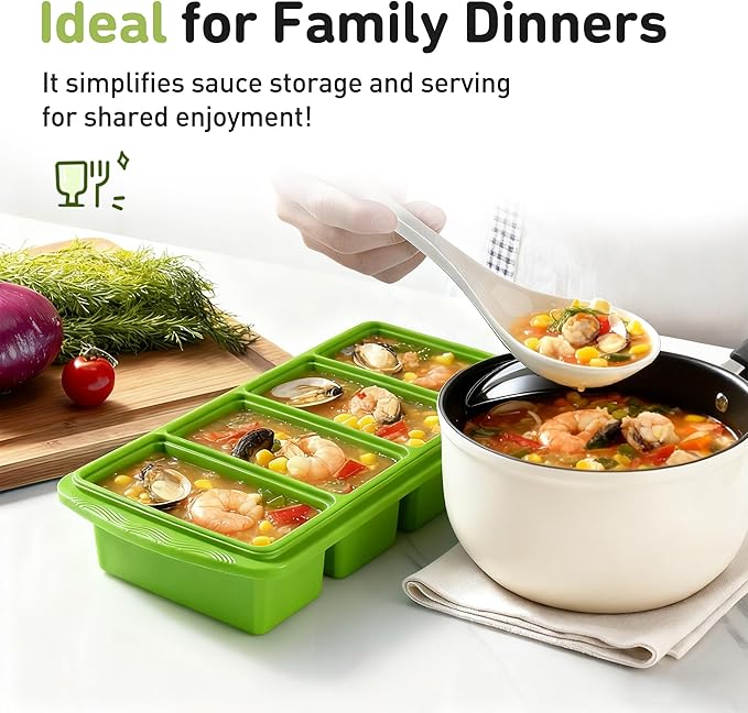 Silicone Freezer Tray with Lid Soup Freezer Container Molds with Steel Reinforced Rim Big Ice Cube Molds Pebble Ice Tray Soup Cubes Baking Dish Freezer Safe Food Storage Containers Kitchen Gadgets
