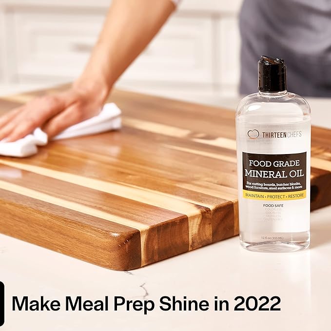 Thirteen Chefs Mineral Oil - 64oz Food Grade Conditioner for Wood Cutting Board, Countertop & Butcher Block, Lubricant for Knife or Meat Grinder - Safe USP Finish on Marble, Soapstone