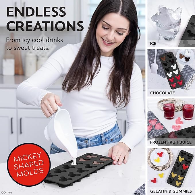 Disney Silicone Ice Cube Tray – 2 Pack Ice Trays for Freezer with Fun Mickey, Minnie & Winnie the Pooh Molds – Flexible BPA-Free Silicone Molds for Ice, Chocolate, and More