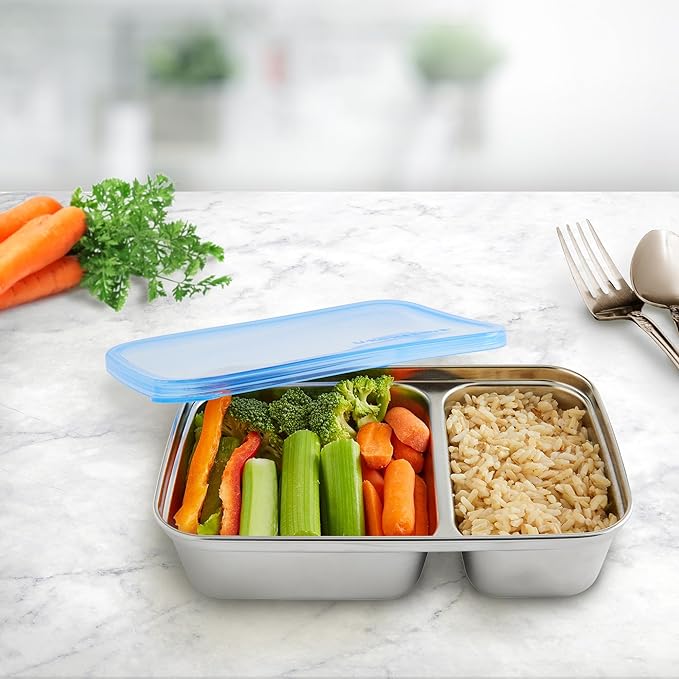 U Konserve Stainless Steel Rectangle Food Storage Bento Box Container, Leak Proof Silicone Lid Dishwasher Safe - Plastic Free