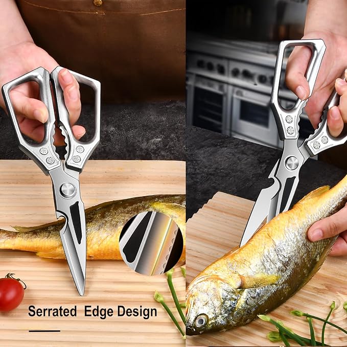 Kitchen Shears Heavy Duty All Purpose Kitchen Scissors, Utility Stainless Steel Blades with Ergonomic Handles for Home, Office, Easy Cutting Chicken Bones, Meat, Cardboard, Vegetables, Leather