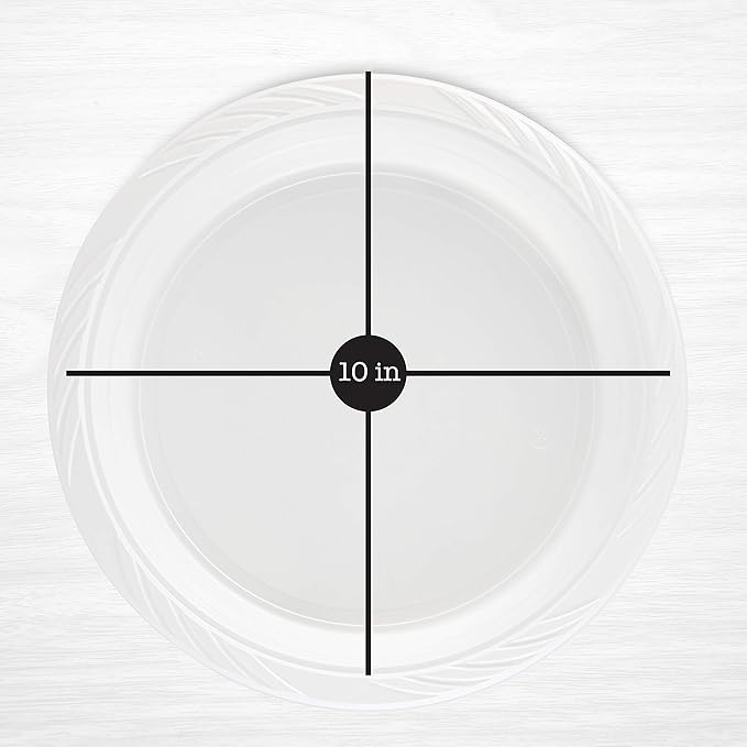 PLASTICPRO 200 Count Disposable 10 Inch White Plastic Dinner Plates Extra Large