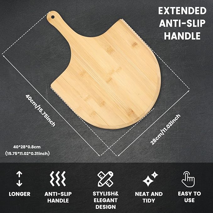 4Pack Natural Bamboo Pizza Spatula, Pizza Peel 11 Inch, Wooden Pizza Spatula Paddle Board for Home Pizza Cutting，Cheese, Bread,Fruit,Vegetable Oragaznie (4)