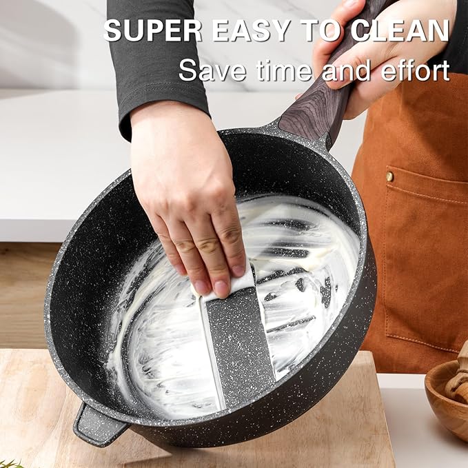 Kordisen Nonstick Deep Frying Pan with Lid, 11 Inch Non Stick Skillet, Saute Pan for Cooking, Healthy Induction Cookware, PFOA Free