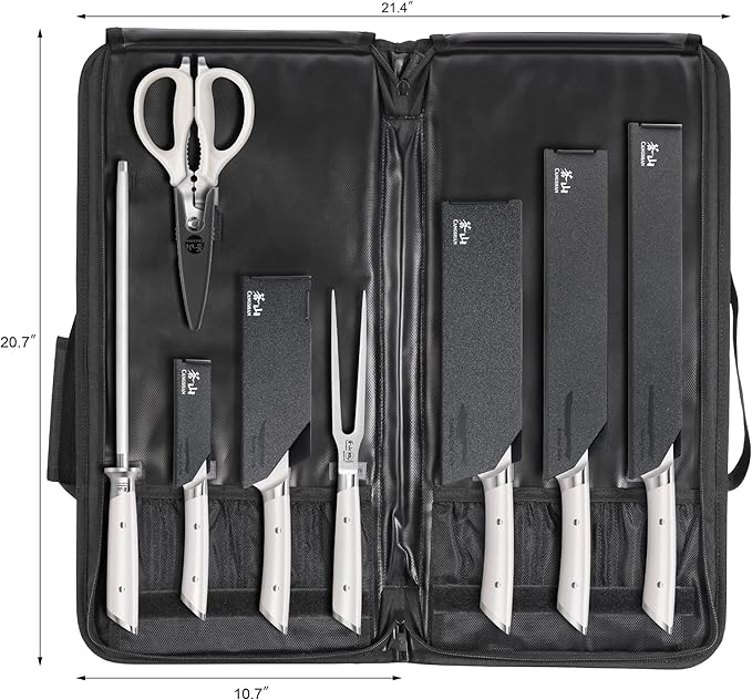 Cangshan HELENA Series German Steel Forged BBQ Knife Set (White, 9-Piece Bag Set)