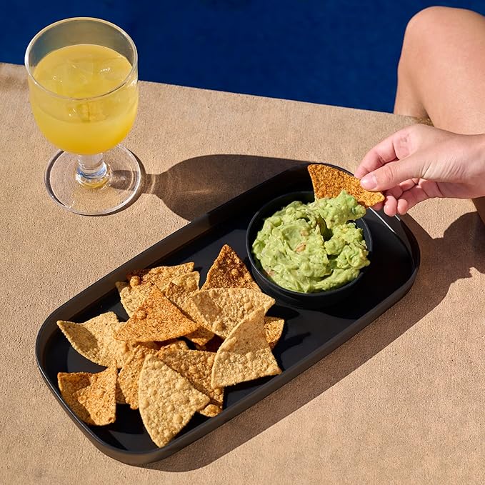madesmart dipware Small Serving Plate, Collapsible & Removable Dip Bowl for Salsa, Queso, Sald, Olives, Premium Dishwasher & Microwave Safe, Multipurpose Plate & Bowl, Ocean