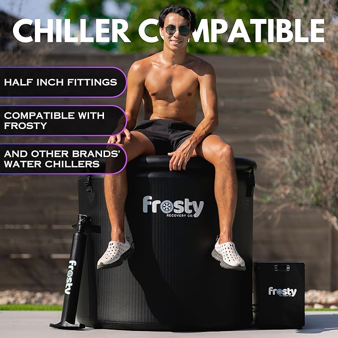 Frosty Ice Pod Pro Cold Plunge - Inflatable Ice Tub for Cold Water Therapy - Pro Grade Cold Plunge Ice Pod with Water Chiller Compatibility - The Ice Pod Cold Plunge Tub for Ice Bath and Ice Plunge