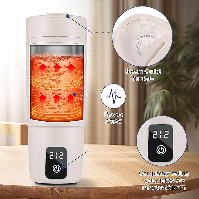 Travel Kettle,Miicasa Dual Voltage Portable Electric Kettle 110V-240V Smart Small Water Boiler for Tea & Coffee,6 Temperature Control,for Global Use,17oz