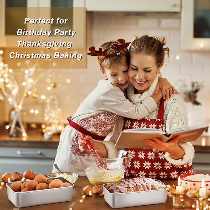 LIANYU 5 Pack 9x5In Loaf Pans for Bread Baking, Stainless Steel Baking Bread Pans, Small Loaf Tins for Homemade Brownies and Pound Cakes, Dishwasher Safe