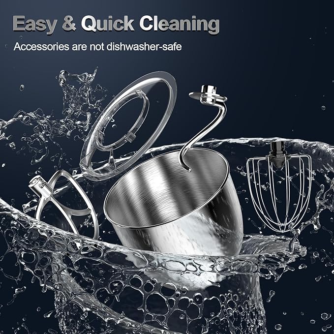 Stand Mixer, 6.5QT 10-Speed Tilt-Head Electric Stand Mixer, 3-In-1 Kitchen Mixer with Bowl, Dough Hook, Whisk and Beater, Food Mixer for Baking, Cake and Most Home Cooks, Blue