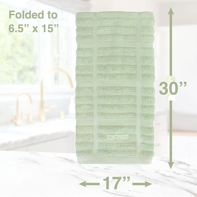 All-Clad Solid Kitchen Towels: Highly Absorbent, Super Soft Long Lasting - 100% Cotton, 17"x30" Tea Towels for Cleaning & Drying Dishes, Pans, Glassware, or Countertops, (2-Pack), Fennel