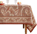ISAENNE Designer French Red Long Tablecloth Rectangle,Linen Table Cloth with Cashew Pattern,Stain Proof Decor Tablecloths for Dining Thanksgiving Kitchen Christmas,63"*94"-Chauffrey D