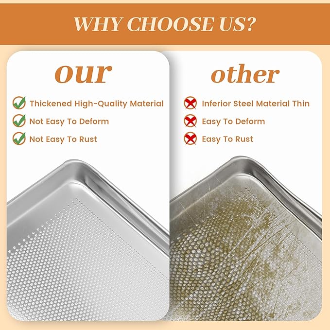 12 Pack Half Size Baking Sheet Pans Perforated, Aluminum Commercial Cookie Sheets Non-Stick, 18"x13"