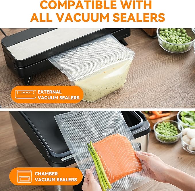 Wevac Vacuum Sealer Bags – 50 Count (8″×12″), Heavy-Duty BPA-Free Food Storage Bags, Puncture-Resistant, Freezer & Sous Vide Safe, Compatible with All Vacuum Sealers