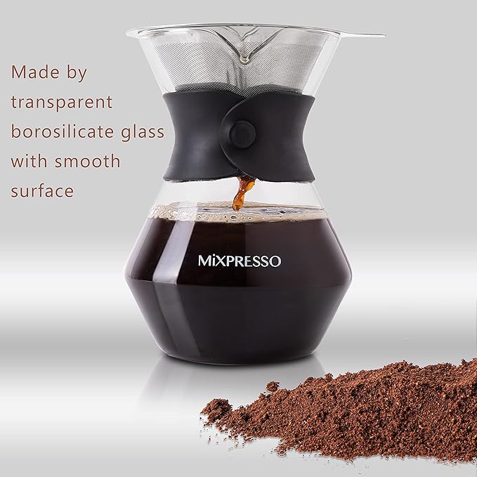 Mixpresso Gooseneck Pour Over Coffee Kettle - Barista Pour Control Design for Tea, 1.2 Liter (40 Oz) High-Grade Stainless Steel Drip Induction Cooker, Copper Stovetop Kettle
