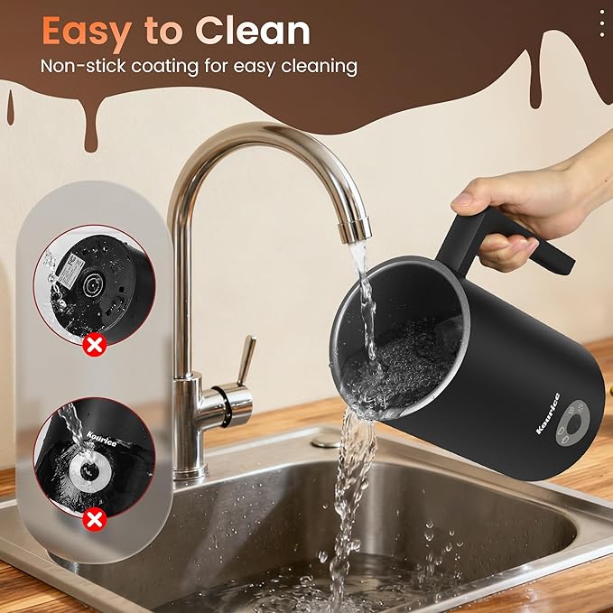 Milk Frother Electric, 4-in-1 Milk Frother and Steamer for Latte, Cappuccino, Hot & Cold Milk Froth Maker, Automatic Milk Steamer and Frother, Quiet One-Touch Operation, Easy to Clean