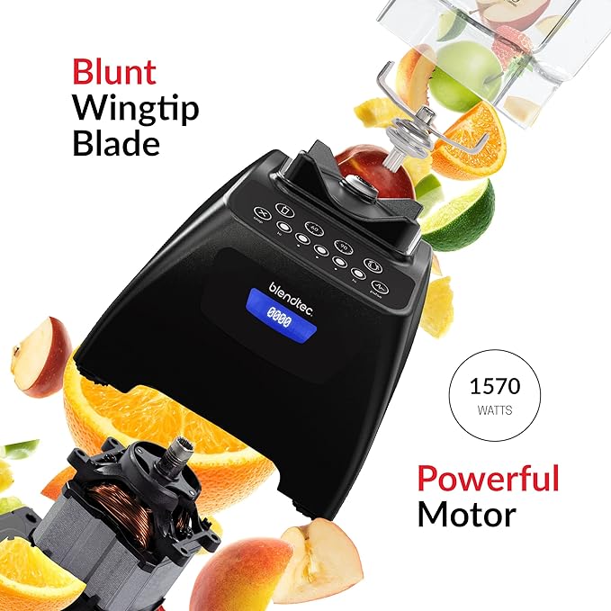 Blendtec Classic 575 Blender with WildSide+ Jar (90 oz) and FourSide Jar (75 oz) BUNDLE, Commercial-Grade Power, Self-Cleaning, 4 Pre-programmed Cycles, 5-Speeds, Black