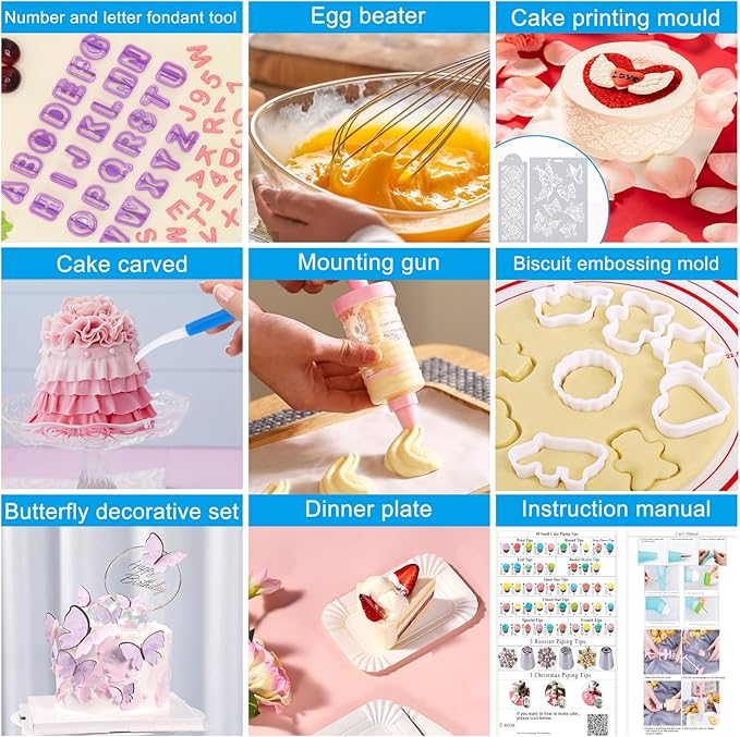 Cake Decorating Kit, 730 Pcs Cake Pop Kit Cake Decorating Supplies with Cake Carrier Holder Springform Pan Sets Toolbox Organizer Turntable Piping Bags Tips Chocolate Molds for Beginner Professional