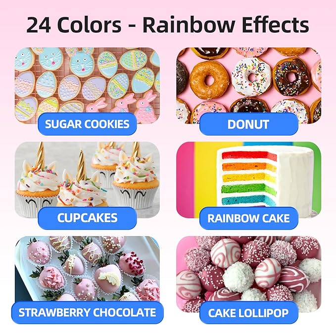 Oil Based Food Coloring,24 Colors Food Coloring Set for Cake Decorating,Chocolate,Baking,Edible Oil Food Dye for Butter,Cookies,Fondant(.20 fl.oz/bottle)