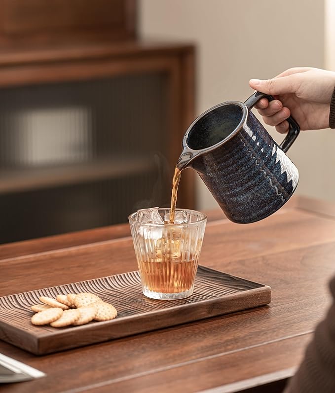 Pour Over Coffee Maker,Ceramic Coffee Maker With 40 pcs Paper Filter，15oz/450ml Pour Over Coffee Dripper (Starry Blue, V02)