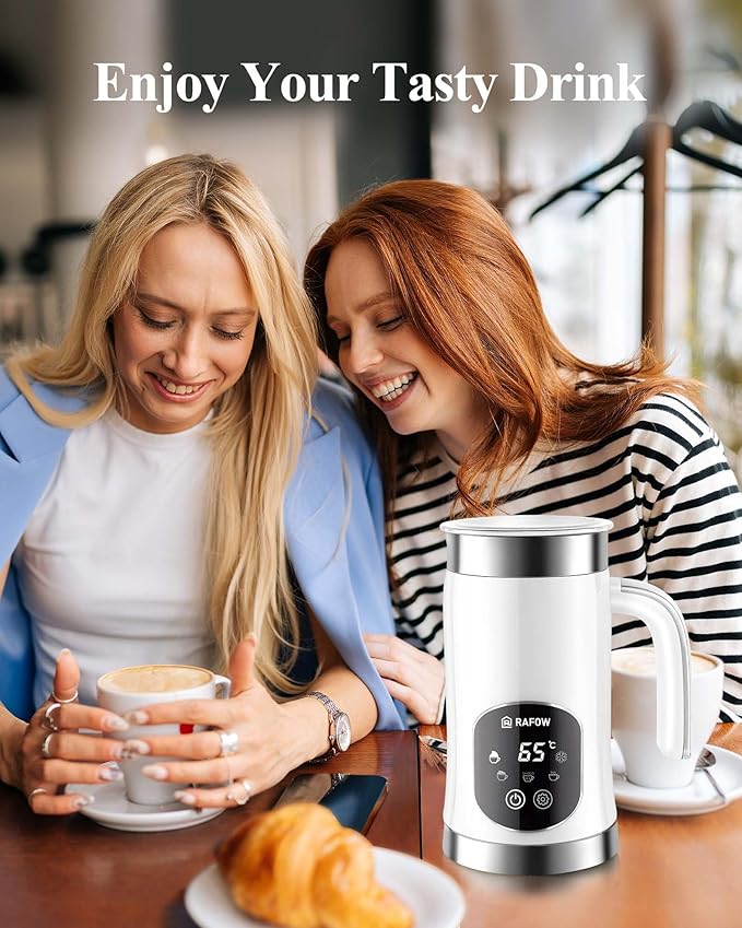 5-in-1 Milk Frother and Steamer - Upgraded Automatic Milk Steamer 11.8oz Hot & Cold Foam Maker and Milk Warmer with LED Display Touch Screen & Two Whisks for Latte,Cappuccinos,Silent Working