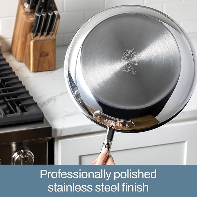 All-Clad D3 3-Ply Stainless Steel Fry Pan Set 2 Piece, 10, 12 Inch, Induction Oven Broiler Safe 600F, Kitchen Cooking Set, Skillets, Durable Frying Pans, Professional Pots and Pans Set Cookware Silver