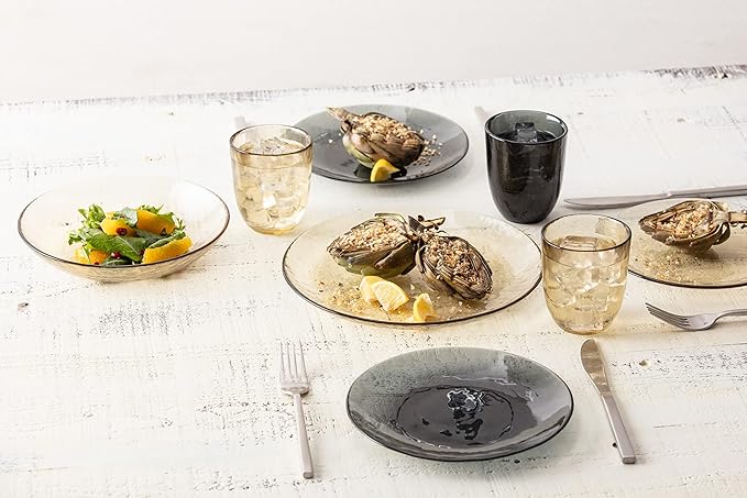 Fortessa Los Cabos Glass Dinnerware Collection, Dinner Plate (Set of 4), 10.5 Inch, Ginger Root
